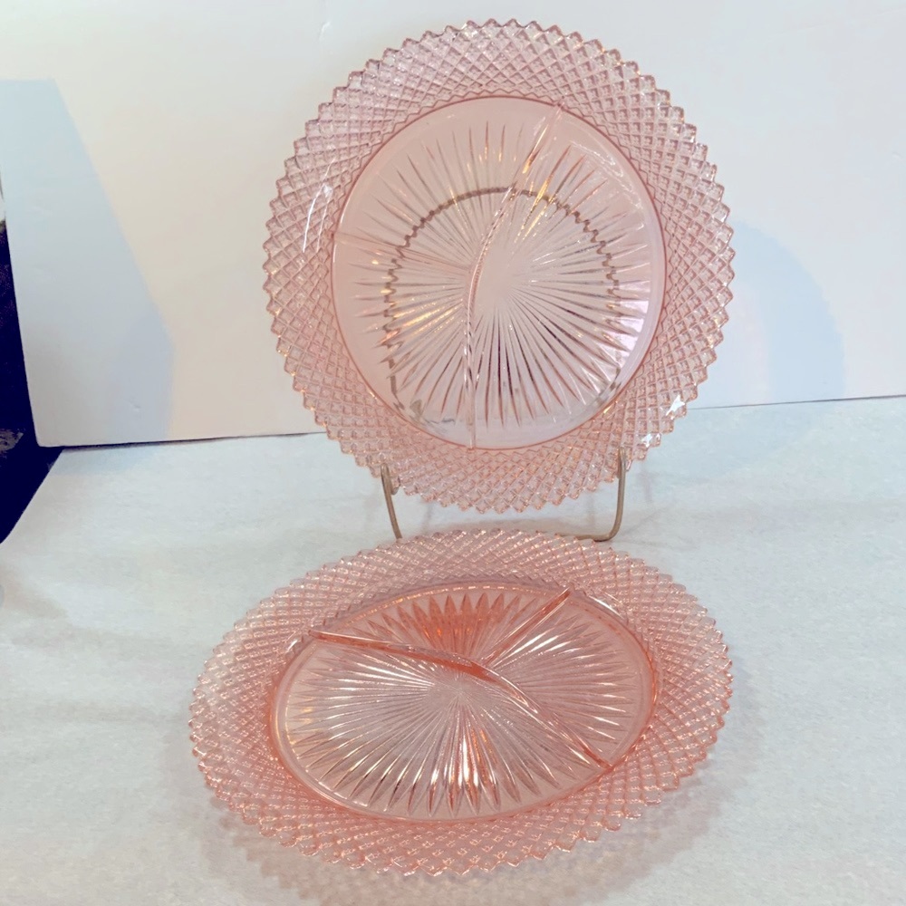Grill Plate Miss America Pink Depression Glass Lot 2